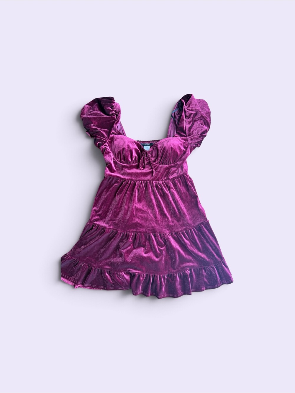B Darlin Magenta Velvet Ruffle Mini Dress